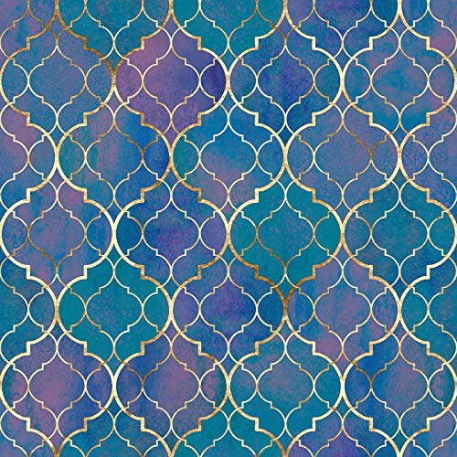 Image of DWELLSINDIA Moroccan Pattern Self Adhesive Wallpaper Waterproof, Scratch Resistant, Laminated 41cm x 244cm, Blue, Glossy