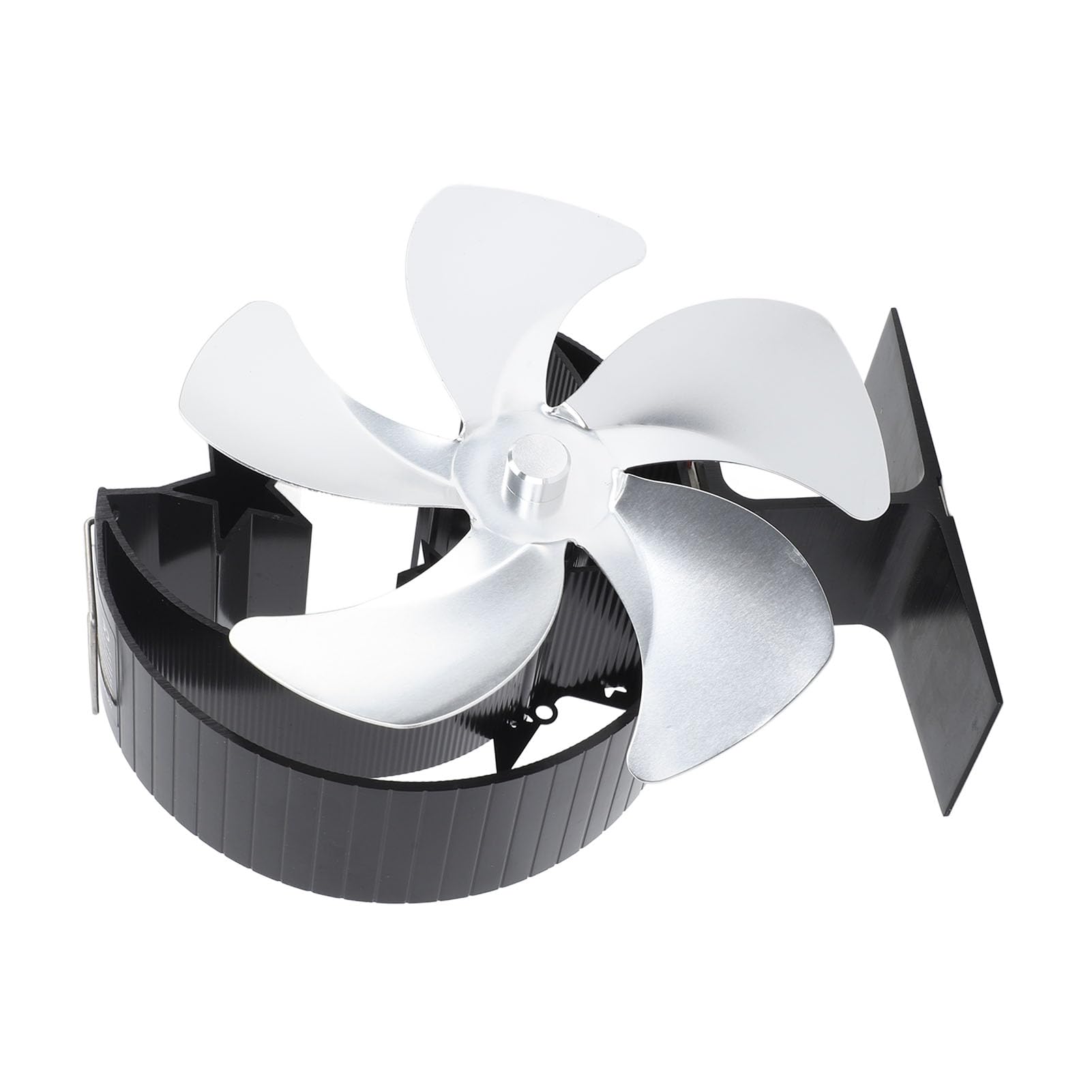 Hyuduo Ventilatore a Calore per Stufa a Legna, 5 Pale, Ultra Silenzioso, in Lega di Alluminio, per Campeggio, Pesca Sul Ghiaccio, Camino (SILVER)