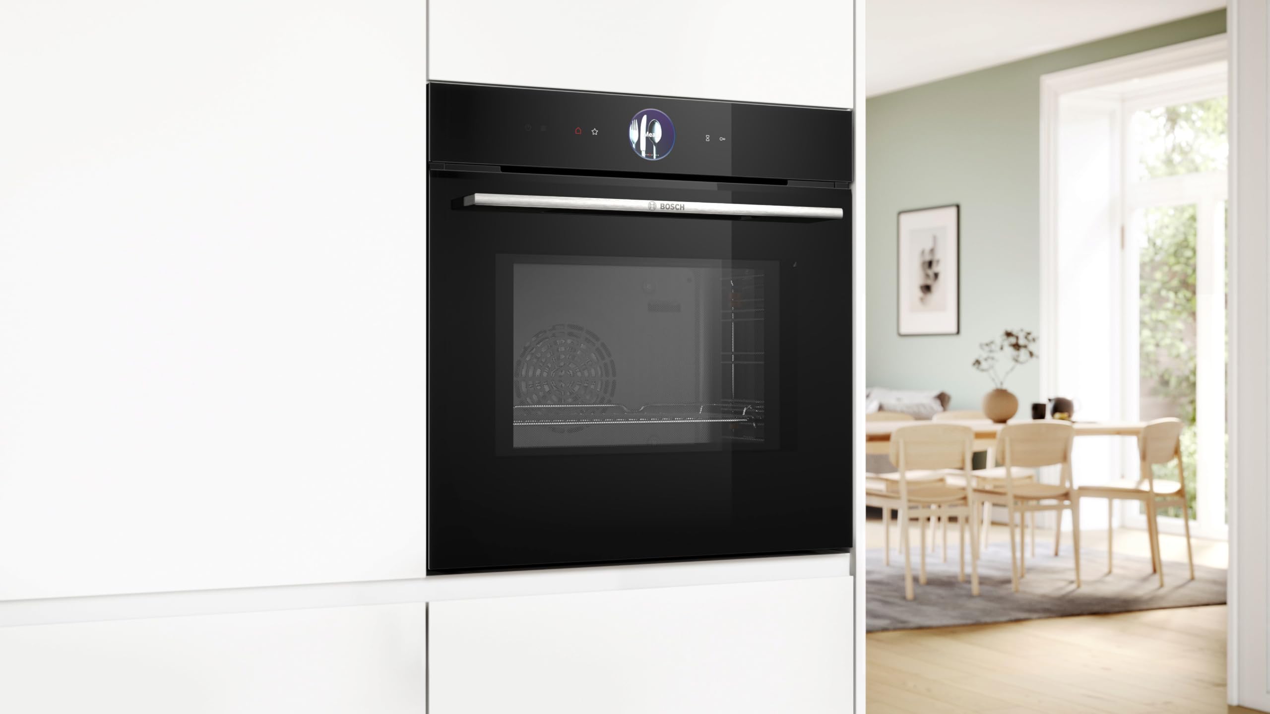 Bosch HMG7361B1, Forno combinato con microonde smart da incasso, Funzione Airfry, Chiusura ammortizzata della porta, Display TFT Touch Plus, Nero, 60 cm.