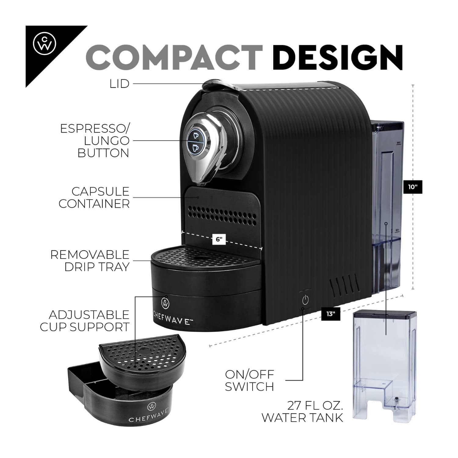 ChefWave Espresso Machine & Coffee Maker Compatible with Nespresso