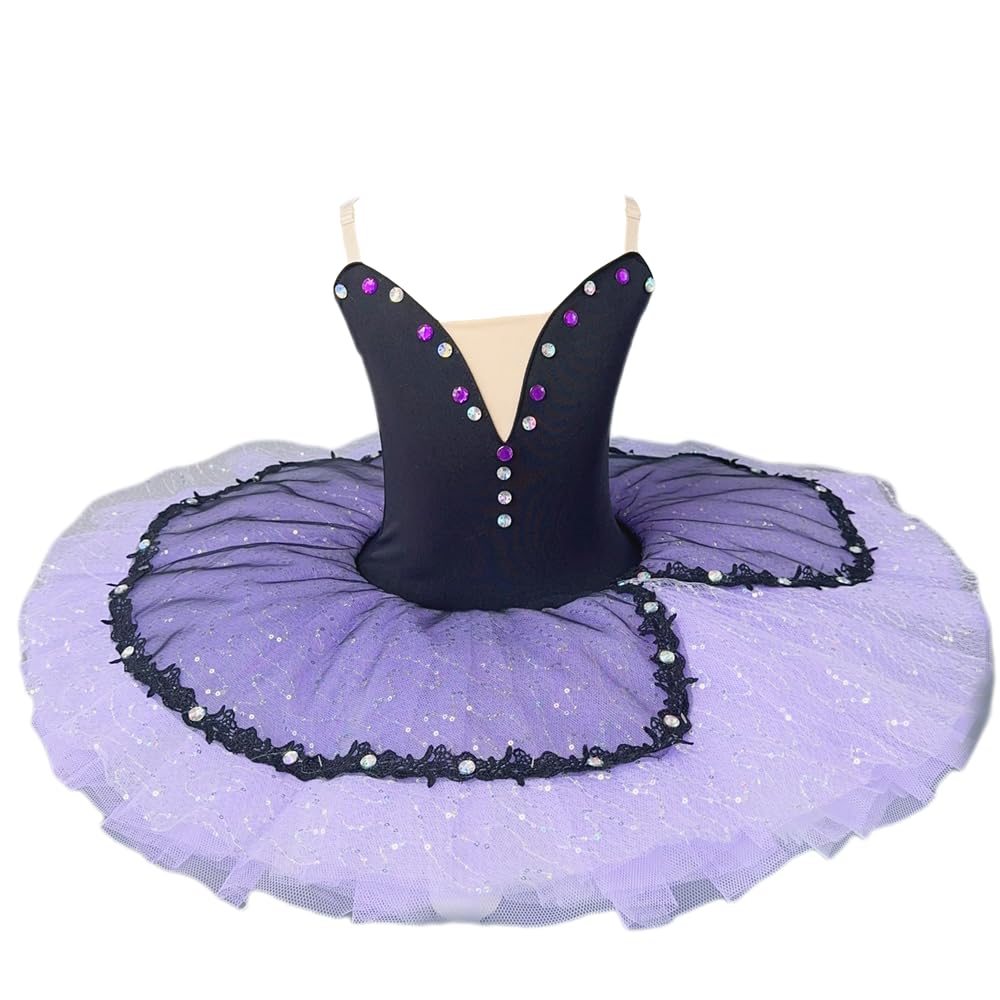 3 Colori Ragazze Balletto Professionale Tutu Tulle Gonna Ballerina Partito Paillettes Vestito Bambini Ginnastica Body Outfit Costume da Competizione per Pratica Dancewear