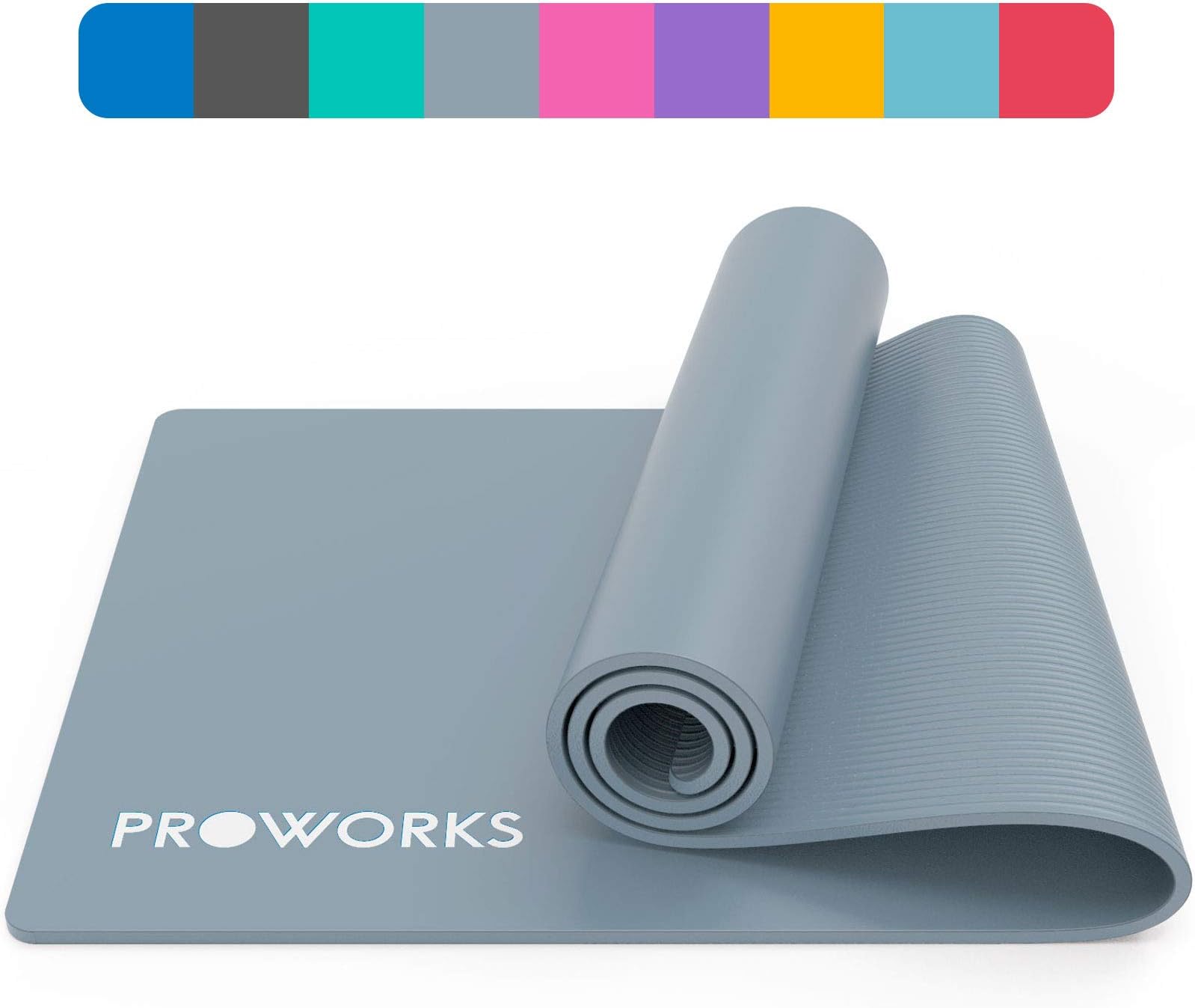 Proworks Yoga Mat, Eco Friendly NBR, NonSlip Exercise Mat with Carry