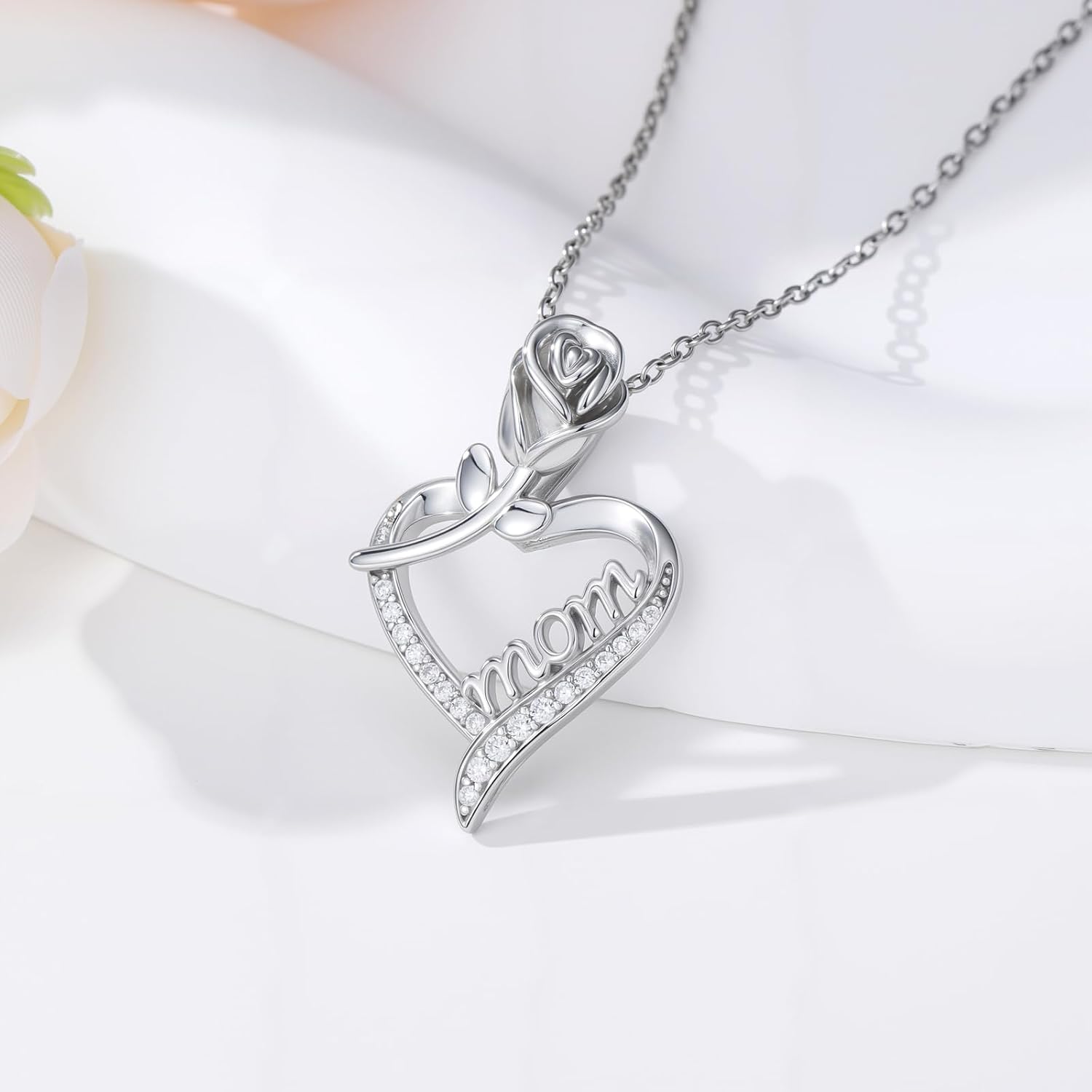Mom Necklace 925 Sterling Silver Infinity Heart Pendant Birthday Mother's Day Jewelry Gifts for Mom Grandma Wife - Image 3