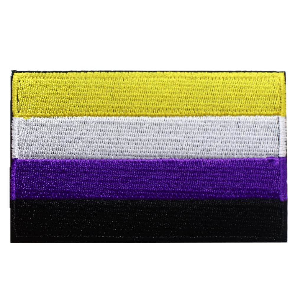 Nonbinary Gay Lesbian Pride LGBT Community Flag Patch Transgender Bisexual LGBTQ Equality Support Rainbow Sign Hook Loop Embroidered Patch