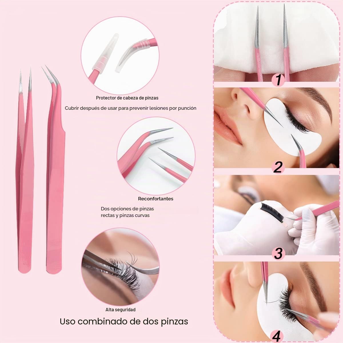 Kit Extensión Pestañas Accesorios Lash Postiza Secador de Pestañas USB Nano Pulverizador Pinza Rímel Cepillo Parche Ojos Cinta Espejo Eyelash Cepillo de Champú Pegamento Anillo Botella de Lavado