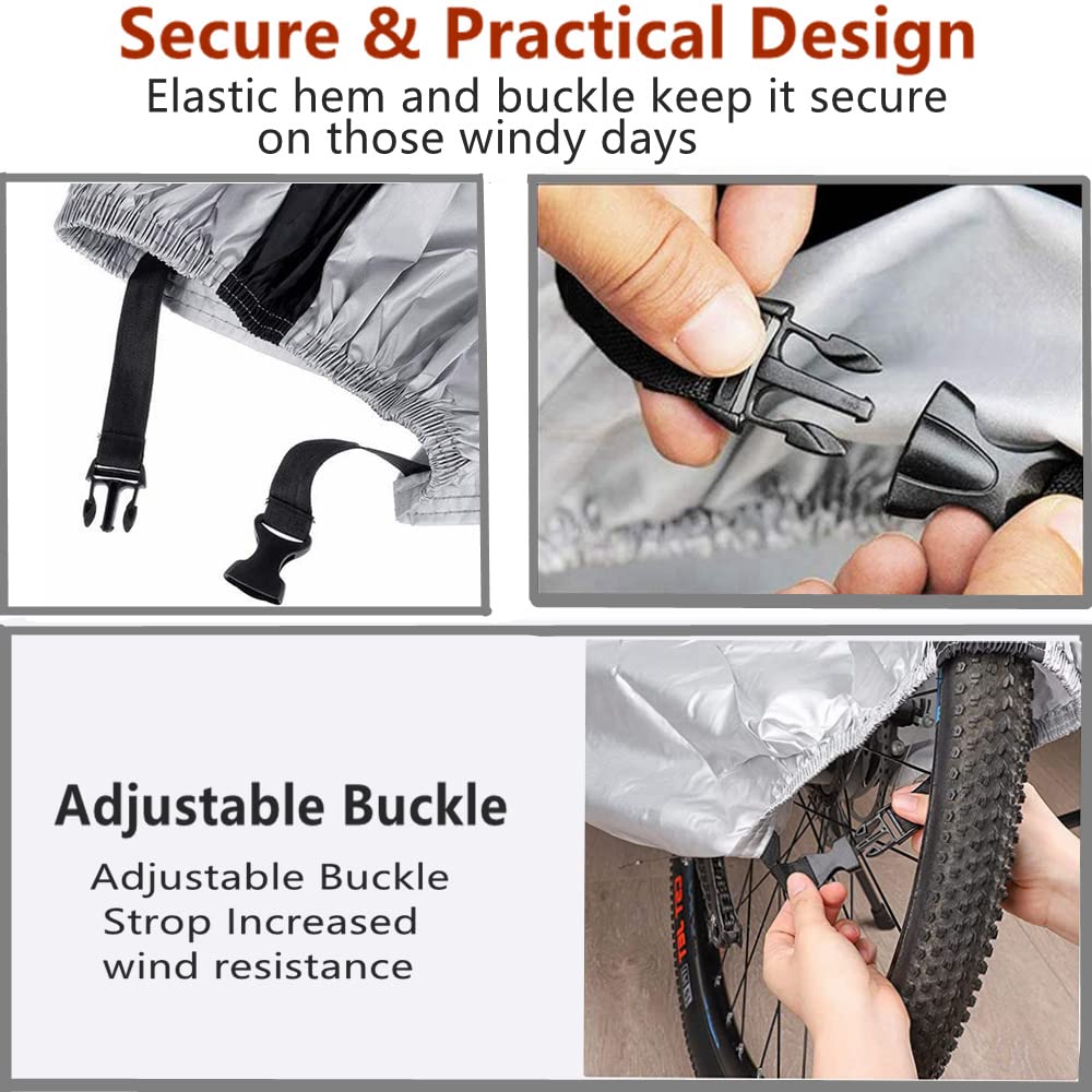 Bike Covers, Outdoor Waterproof Bicycle Covers with Lock Hole for Mountain Road Electric Bikes