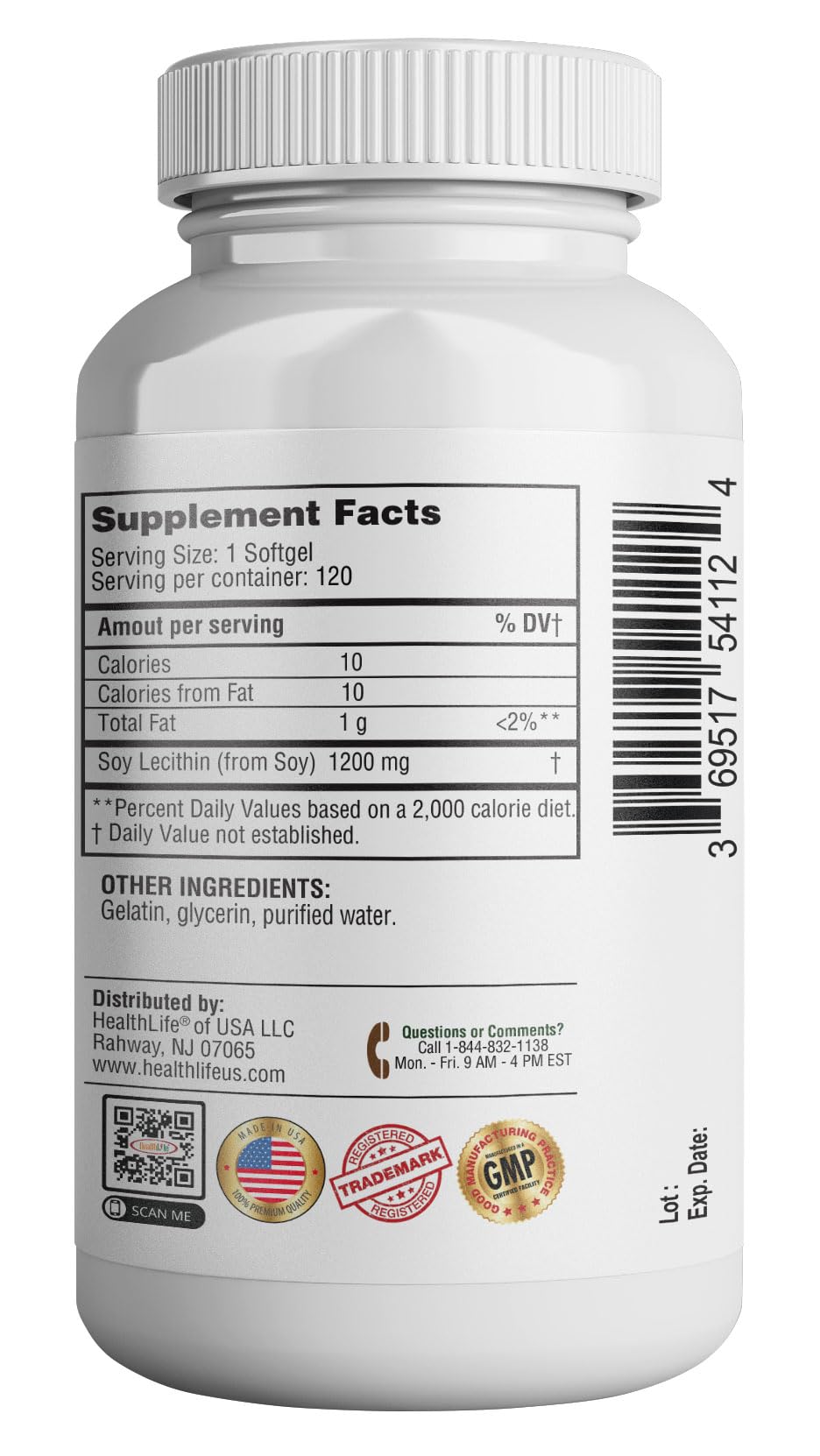 HEALTH LFE Lecithin 1200mg, High Potency, 120 Softgels, Natural Combination of Essential Fatty Acids to Support Brain & Nerve Function- Lecithin Food Grade, 1200mg per Serving, Dietary Supplement — Amazon image 3