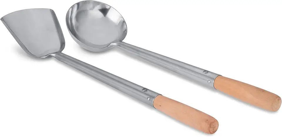 Cuisine asiatique maison 2026 : 50 indispensables wok, ramen, sushi Craft Wok Ensemble louche et spatule avec manche en bois pour woks asiatiques chinois en a