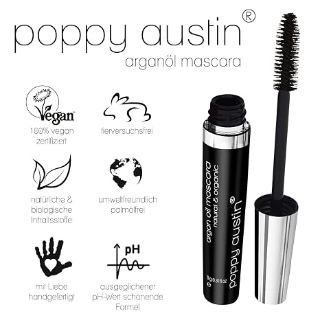 Vegan Mascara for Sensitive Eyes - 8 x Gentle Hypoallergenic Cruelty Free Organic - Best Natural Mascara for Short Eyelashes Extension Volume and Length (9 g Black)