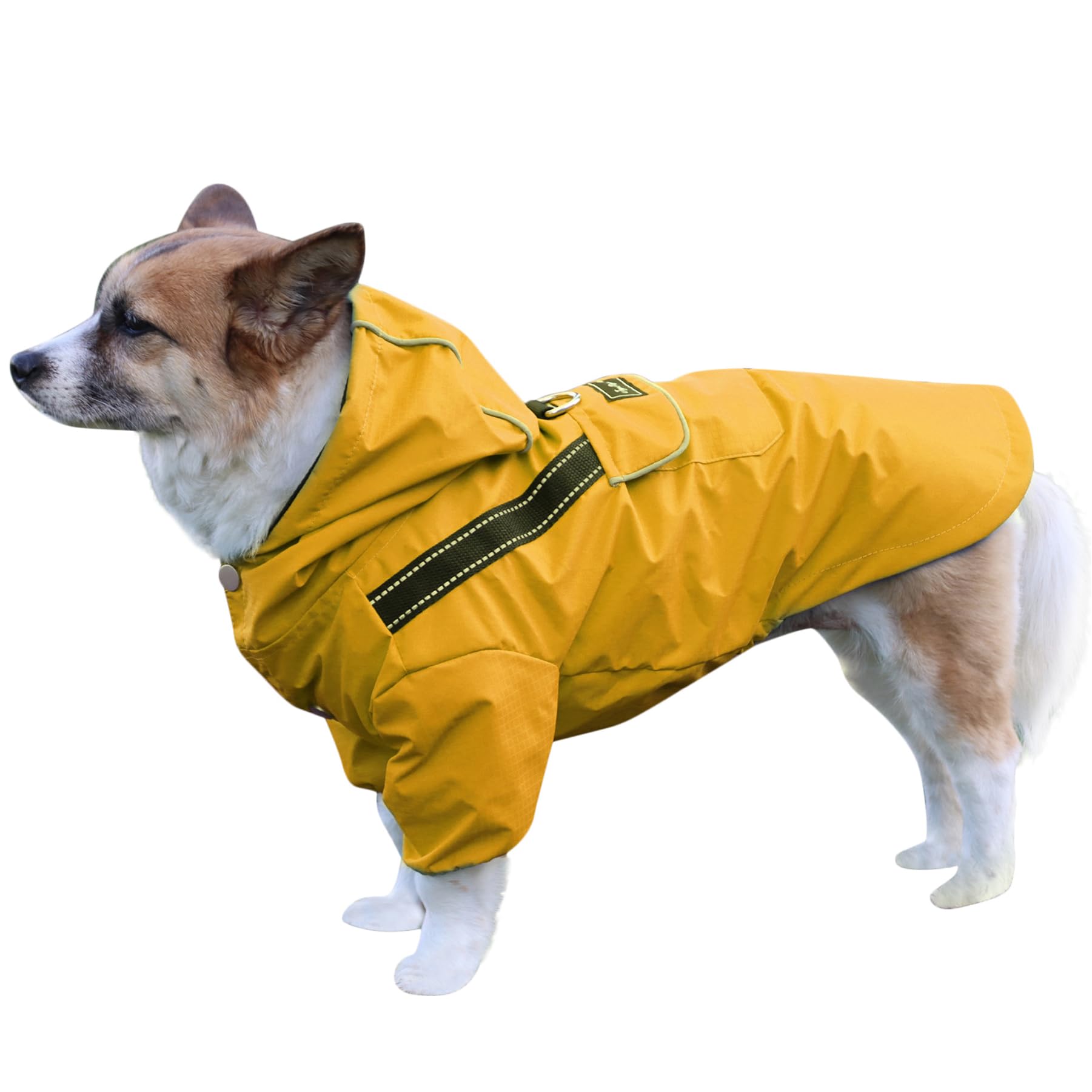 JoyDaog Regenmantel für extra kleine Hunde mit Kapuze, wasserdichte Outdoor-Regenjacke für Hunde, Welpen-Regenmantel mit Taschen, Gelb, XS
