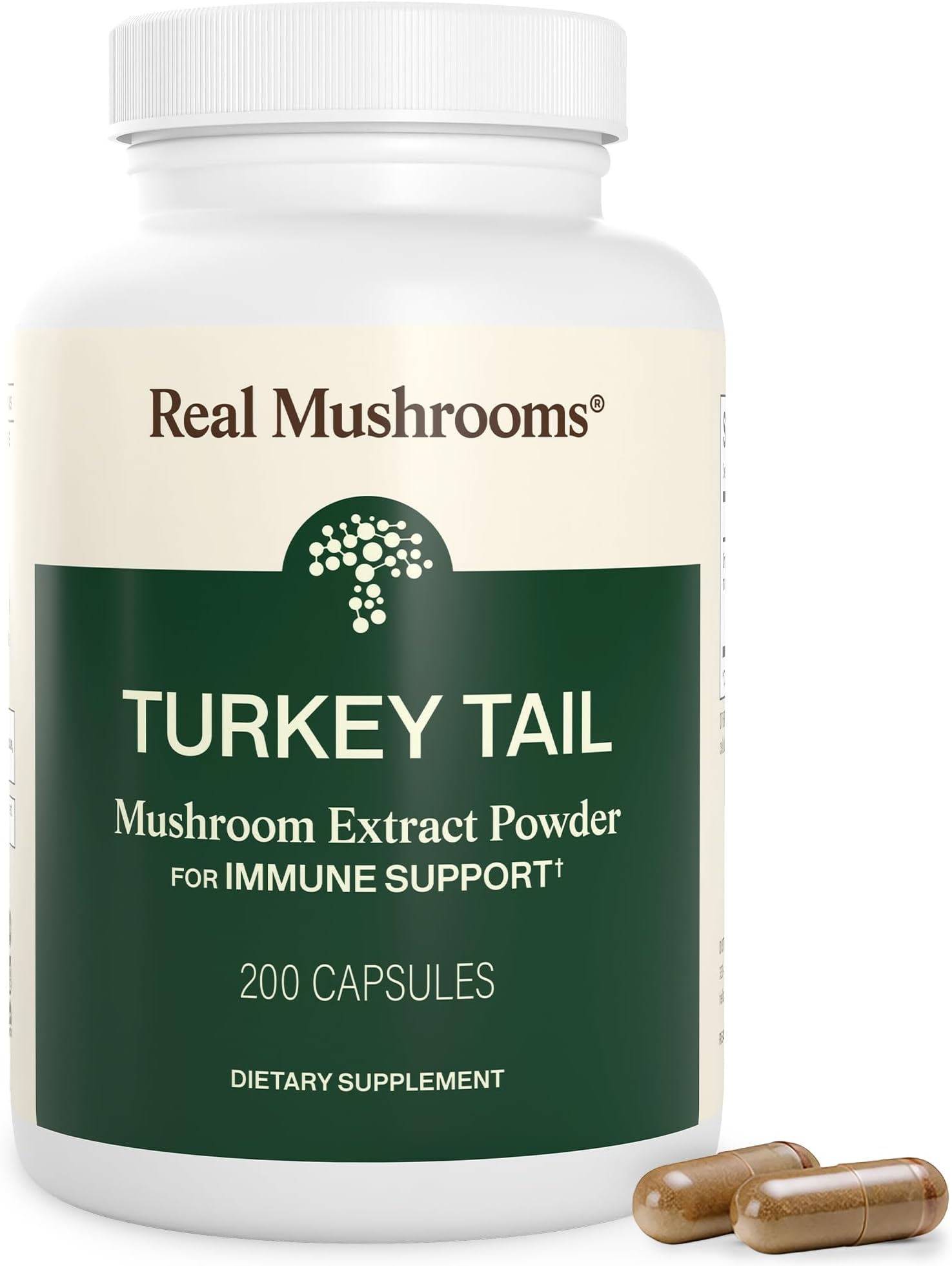 - Real Mushrooms Turkey Tail Capsules – Organic Mushroom Extract for Daily Wellness, Gut Harmony, Energy Support – Vegan, Non-GMO, No Fillers – Turkey Tail Extract 200 Count Mushroom Supplement