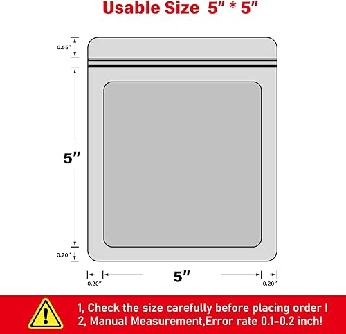 Miniatura 2 de Paquete de 100 bolsas de mylar de 5 x 5 pulgadas con ventana transparente, holográficas, resellables, con cierre, para pequeñas empresas, embalaje