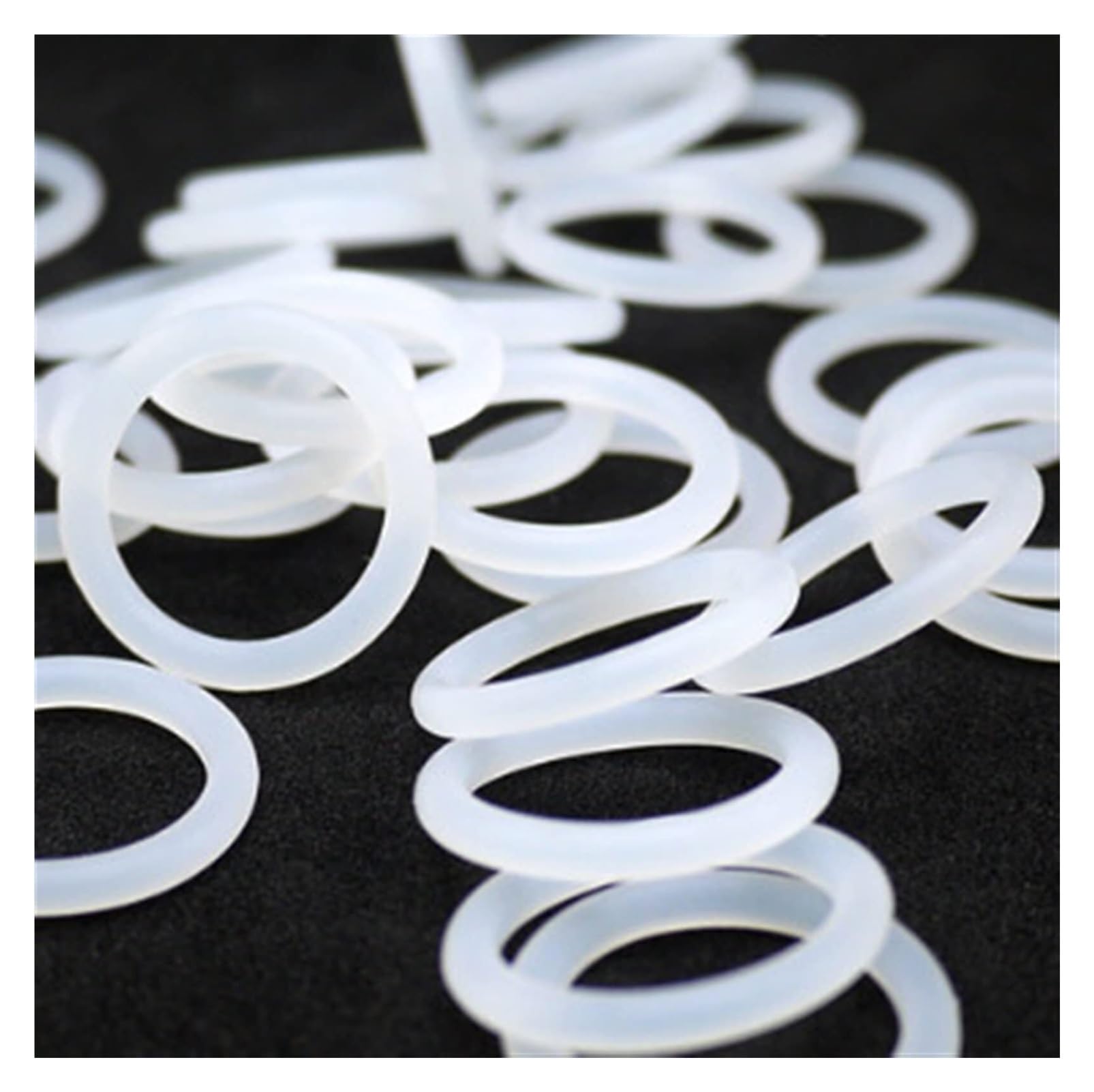 Kit d'assortiment de joints toriques, joints toriques en caoutchouc 50 pièces joint torique en silicone blanc CS 1,5 mm OD 5~45 mm rondelle étanche de qualité alimentaire ronde en forme de O anneau
