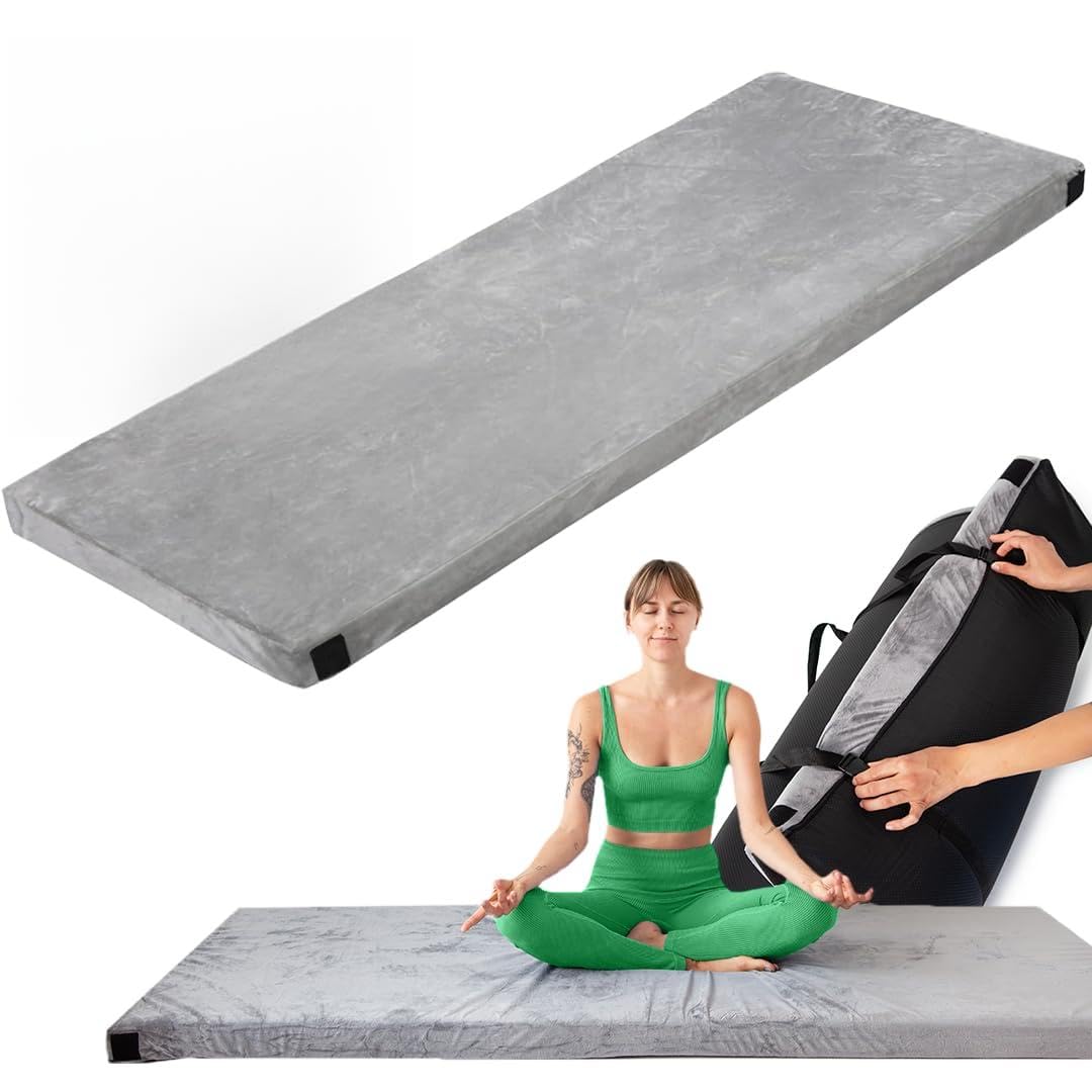 Colchón de camping plegable de 90 x 200 cm, cómodo colchón de suelo con espuma viscoelástica para un sueño reparador, ideal como cama de invitados, colchón de tienda de campaña o colchoneta para