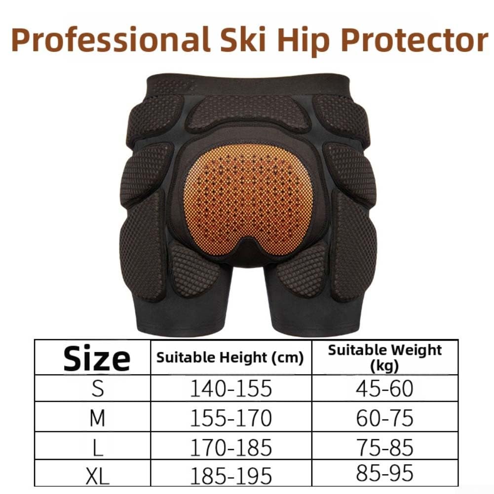 Zoegneer Short de ski adulte avec rembourrage en EVA épais pour snowboard et patinage respirant anti-chute Sous-vêtement pour homme et femme Noir