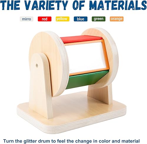 Miniatura 4 de Adena Montessori Juguetes Montessori para bebés de 6 a 12 meses, arcoíris giratorio de madera con múltiples materiales, juguetes de Navidad para