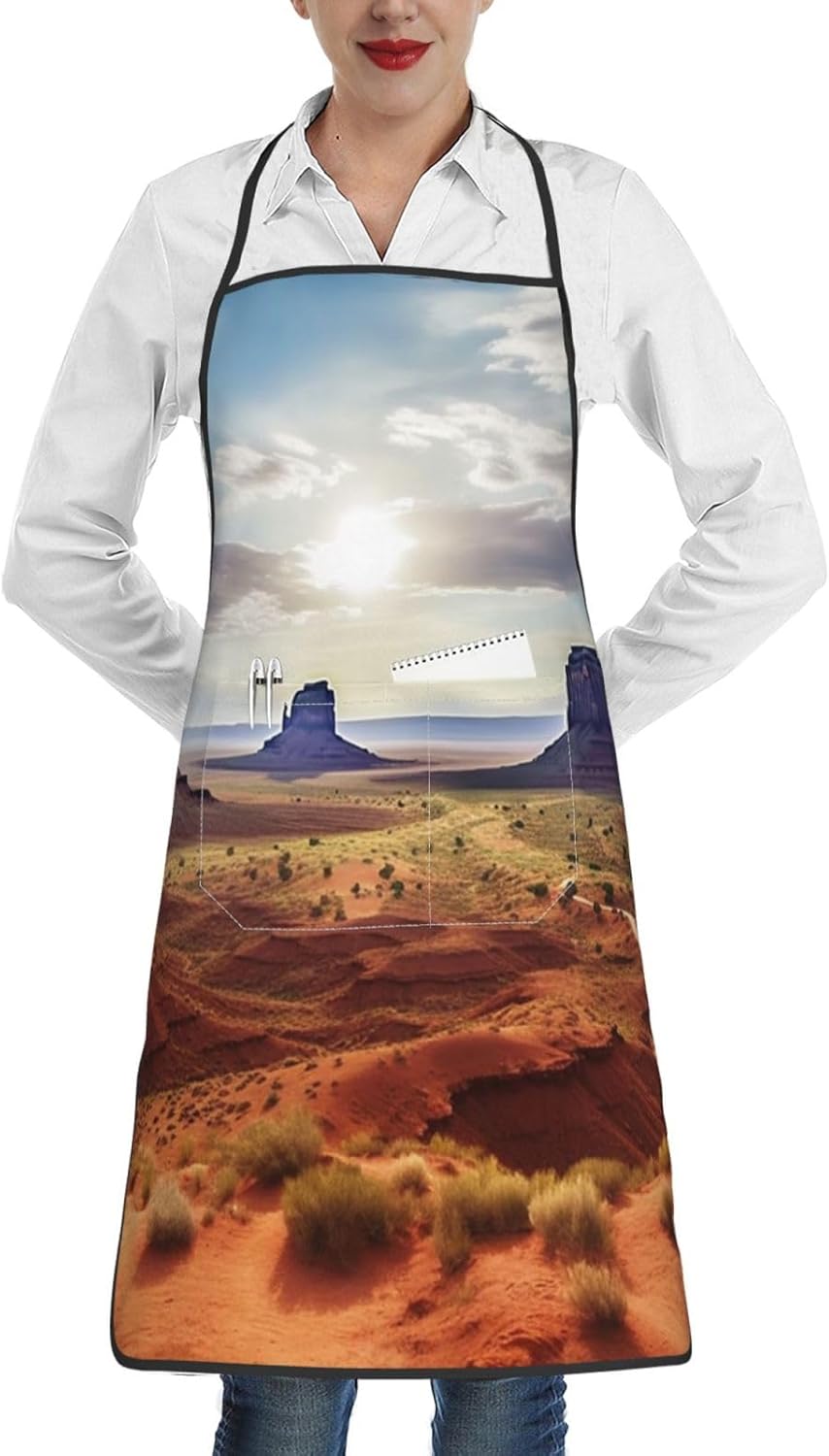 Tablier De Cuisine Femme DOFFO Imprimé Fleurs Hawaïennes - Imperméable, 2 Poches, 52x72 Cm