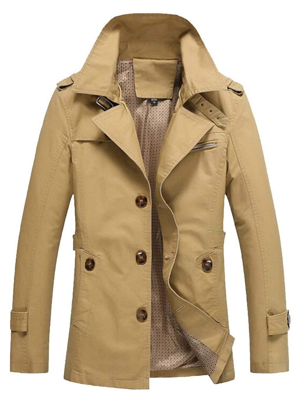 Trench-coat Classique Homme - Coupe élégante, Double Boutonnage - Automne/Hiver - Gris Foncé, Noir, Kaki