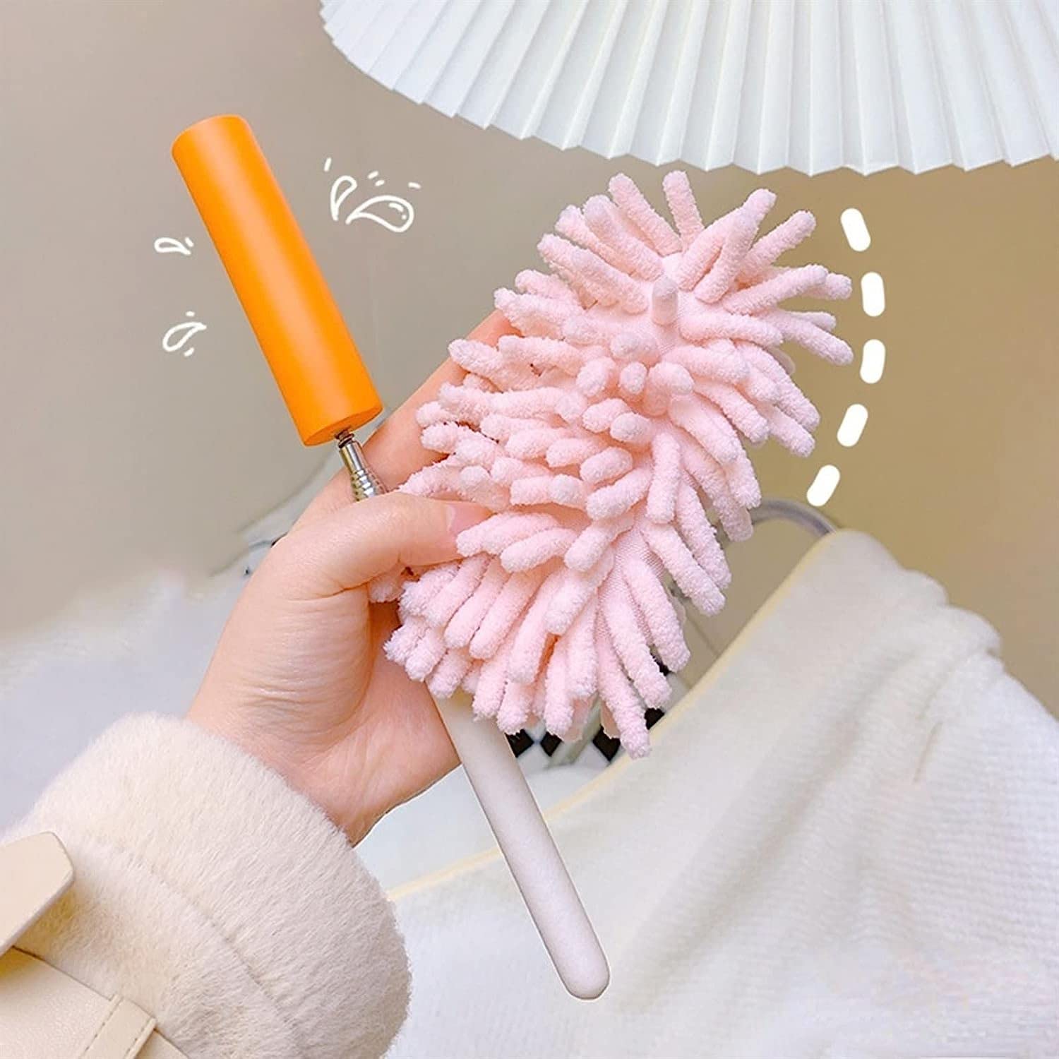 Wysuwany bez usuwania włosów Zamiatanie popiołu Czyszczenie mebli domowych Śliczne(Pink)