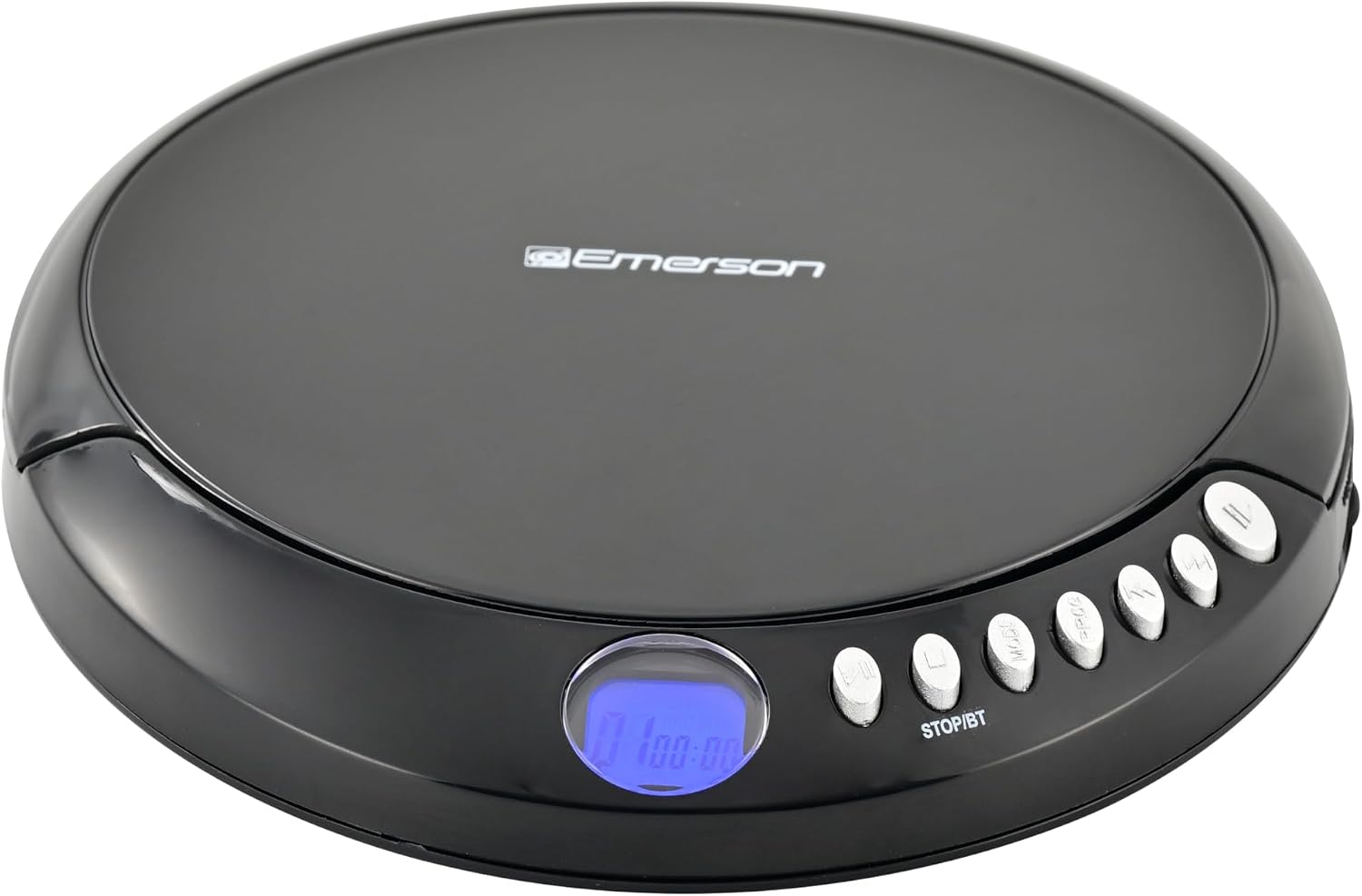 Emerson EPCD-2003 Portable CD Player with FM Radio, Bluetooth 5.3 AudioStream™, 60-Second Anti-Shock, 20-Track Memory, LCD Display, Dual Power (Micro-USB/Battery) & Earphones Included