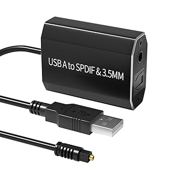 USB A to Optical Audio Adapter,Unidirectional USB A to SPDIF Digital Optical and 3.5 Jack Audio Output Converter for Computer Laptop PC Laptop ONLY(NOT for TV Or Other Devices)