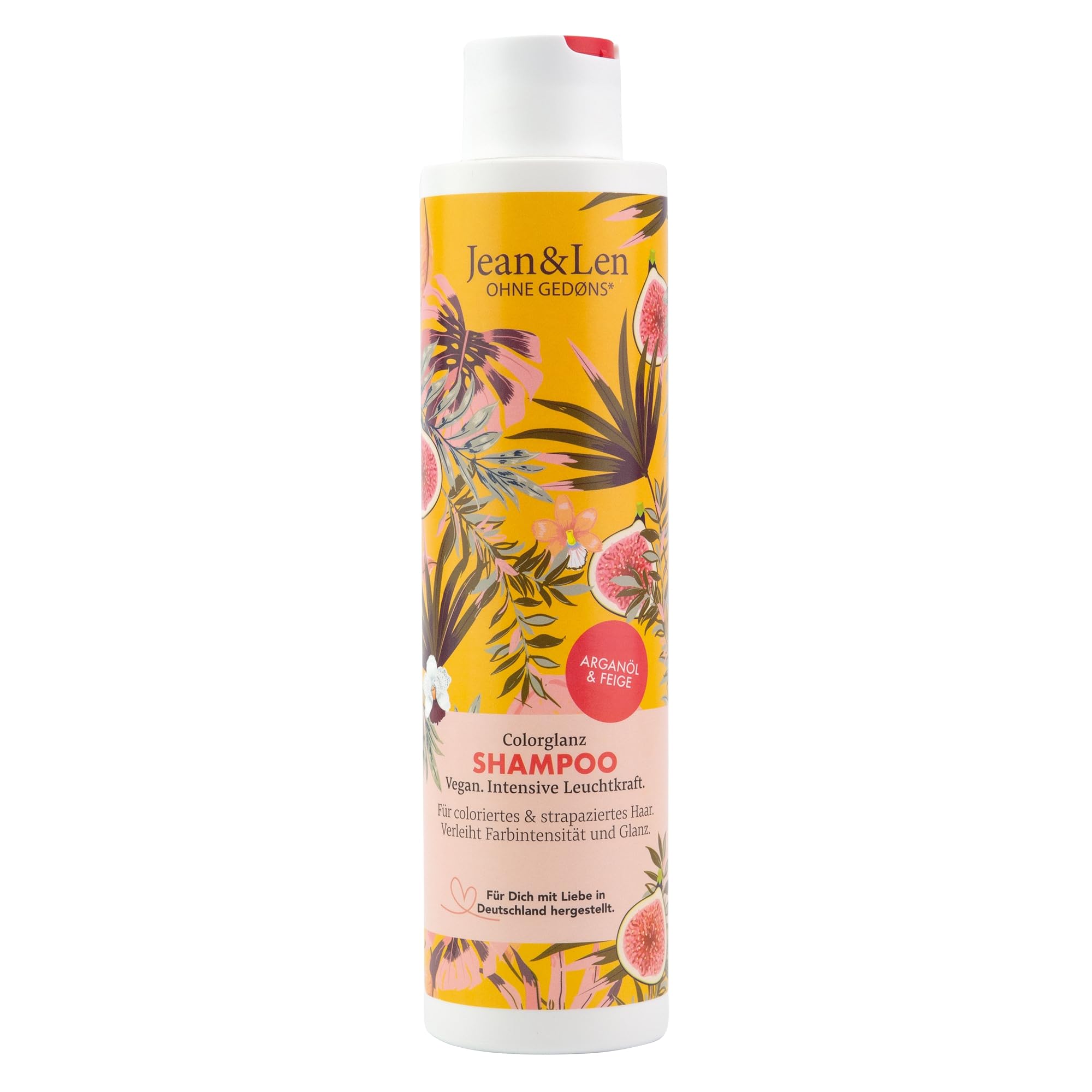 Jean & Len Shampoo Colorglanz Arganöl & Feige, für coloriertes & strapaziertes Haar, verleiht Farbintensität und Glanz, ohne Parabene und Silikone, vegan, 300 ml (1er Pack)