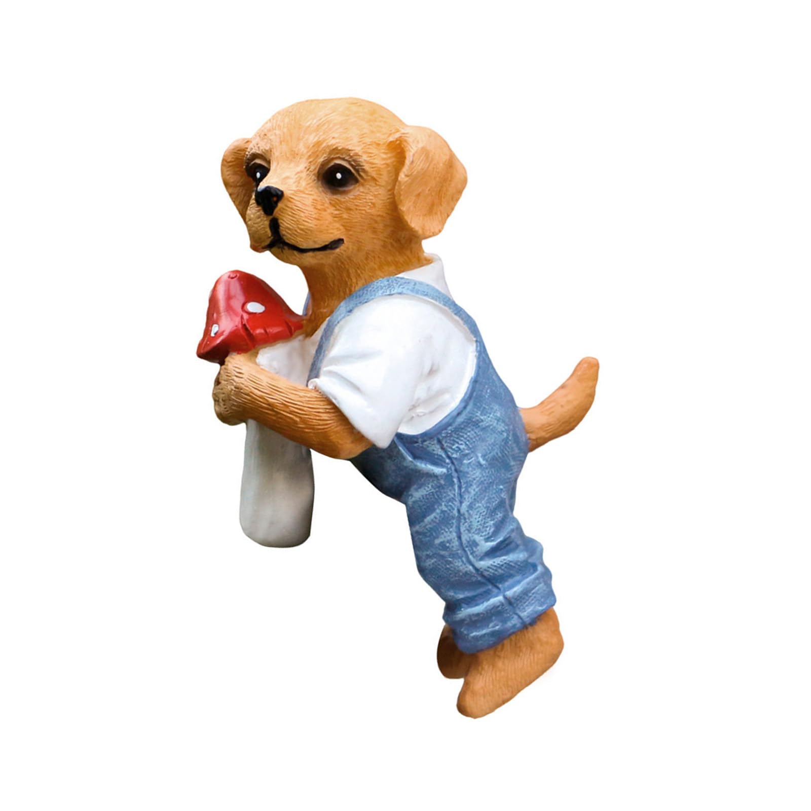 Woedpez Resin Hanging Dog Decors with Mushroom Detail Small Animal Figurine Fit Any Garden or Living Space Garden Deck Figurine