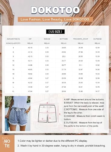 Dokotoo Womens Fashion Casual Denim Shorts Distressed Drawstring Elastic Pull On Comfy Soft Summer Jean Shorts For Women High Waisted With Pockets Grey Medium #TOP5