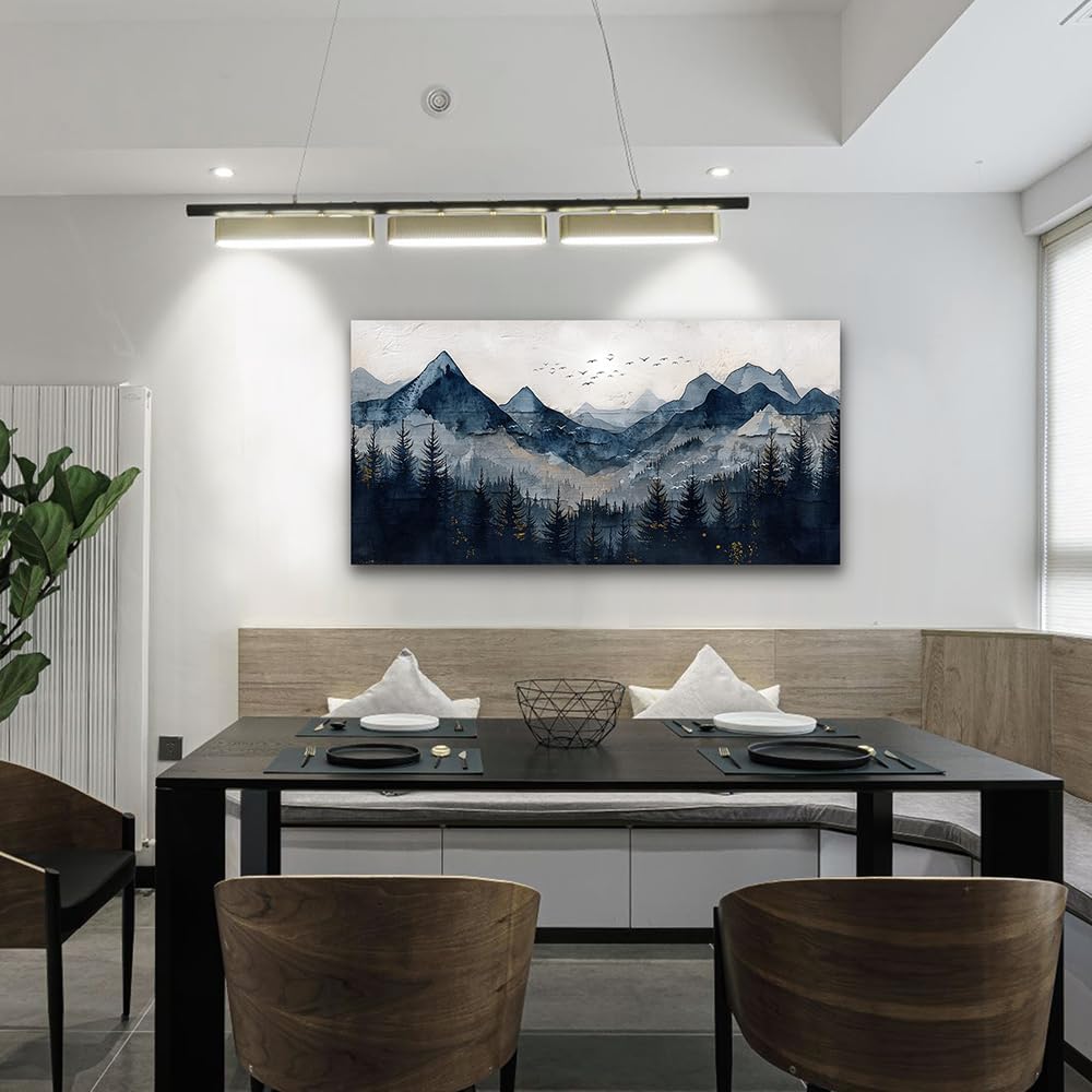 Wapluam Wall Art for Living Room Home Decorations Black And White Wall Painting Canvas Wall Decor For Bedroom Modern Office Decor Abstract Mountains Landscape Artwork Pictures Ready To Hang