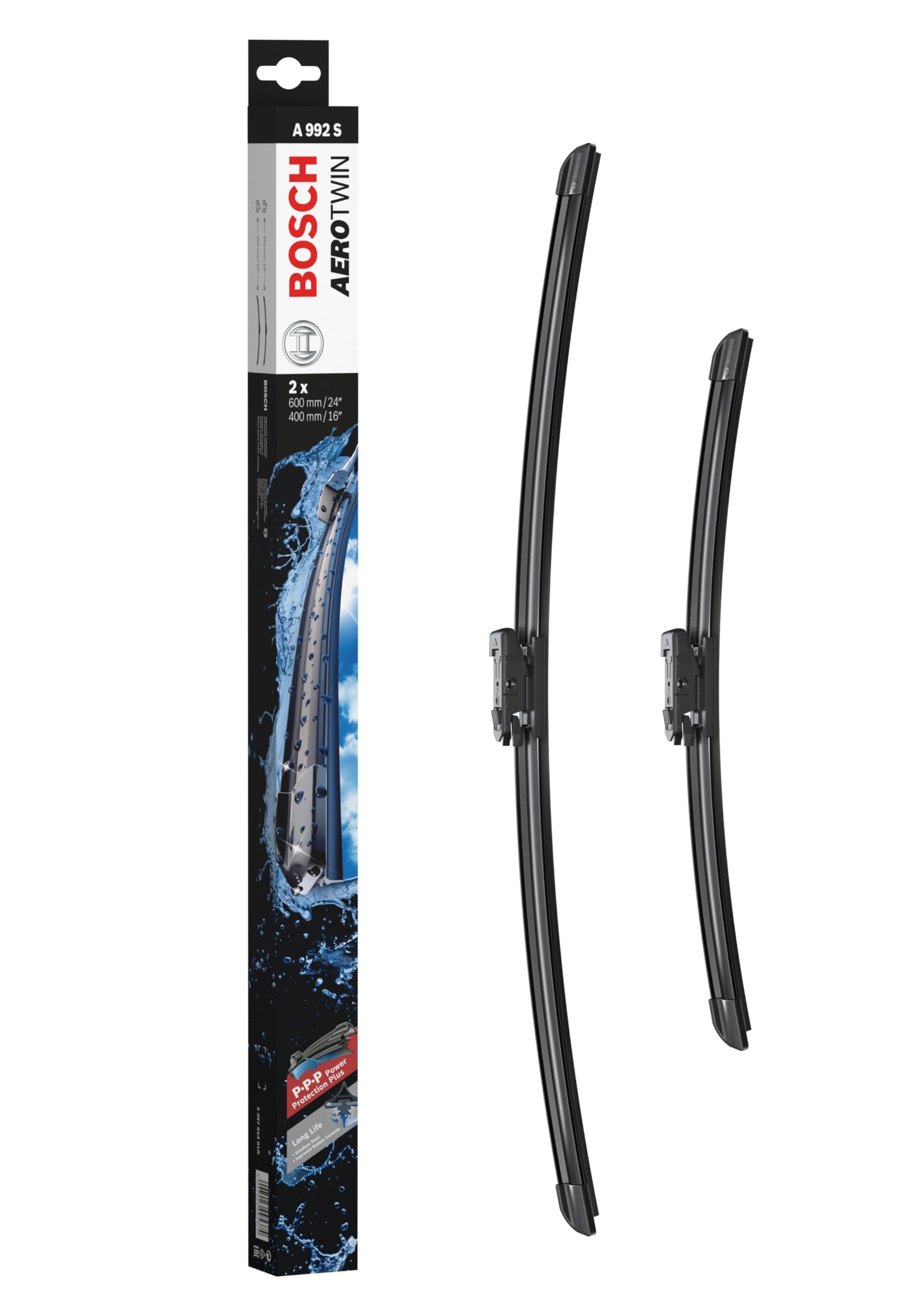 Escobillas Fácil Instalación Acero Juego De 2 Limpiaparabrisas Delanteros Bosch Clear Advantage - Tallas 24 Y 19 Pulgadas, Reemplazo Directo Limpiaparabrisas Bosch