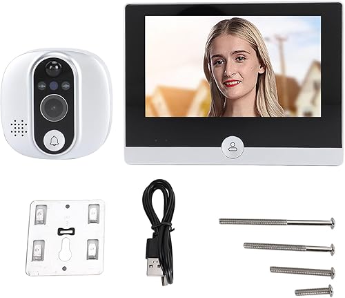 Miniatura 7 de Generic Timbre inteligente de video, timbres visuales inteligentes 1080P con pantalla de 4.3 pulgadas, audio de 2 vías, detección de movimiento PIR,