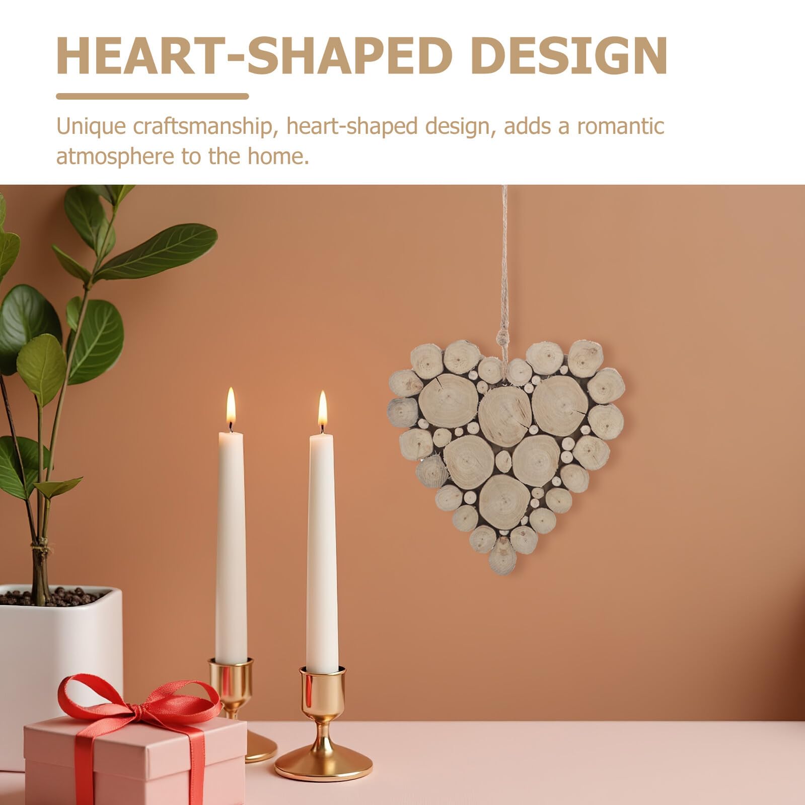 TOYANDONA Adorno Colgante de Madera Maciza en Forma de Corazón 20 CM para Decoración Rústica de San Valentín Obsequio Romántico para Mesa Pared y Fiesta de Compromiso
