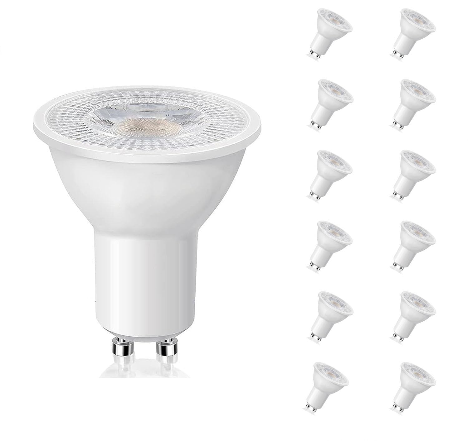 Fudinu GU10 LED Bulbs, 7W 6500K 560LM White Light, Non Dimmable, Replacement for Recessed Track Lighting, 38° Beam Angle Lights for Kitchen Range Hood Living Room & Bedroom, 12 Pack
