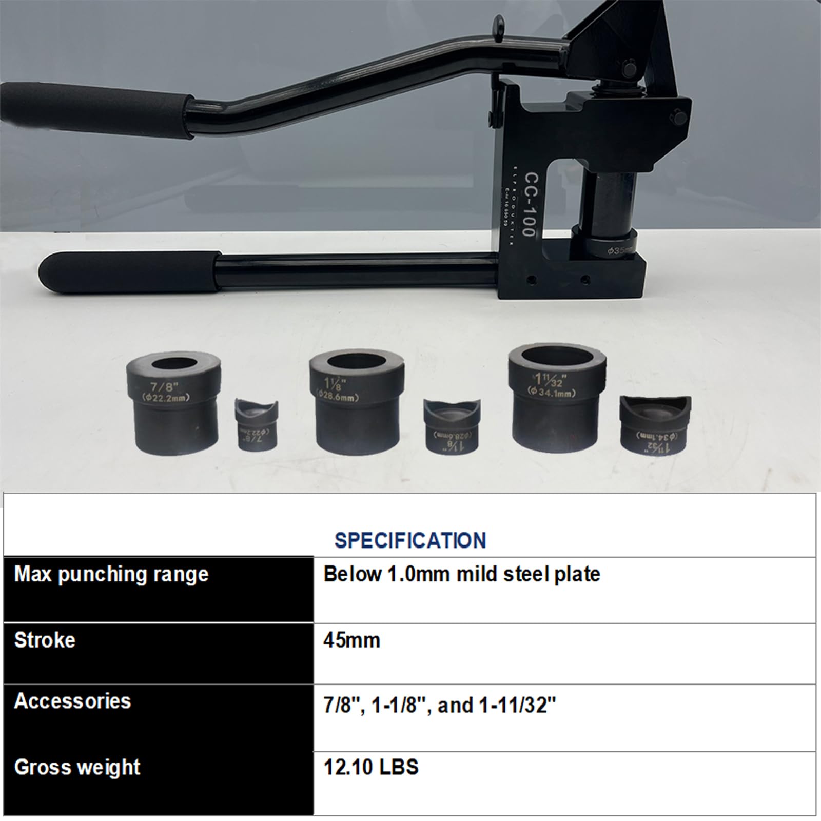 BLACK Bull　8枚 Metal Stud Punch Tool with Dies 7/8