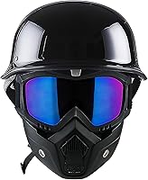 Vista 12 de 1Storm Casco de motocicleta de media cara estilo alemán aprobado por DOT: HKY602