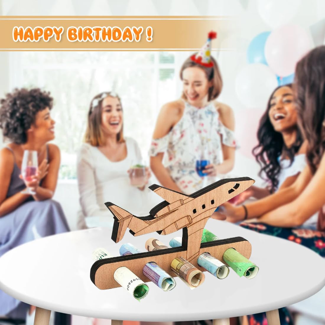 Cadeau D'anniversaire, Cadeau En Argent, Cadeau D'anniversaire, En Bois, Cadeau D'avion, Cadeau En Argent, Cadeau Créatif, Décoration D'anniversaire LED Pour Amis Et Famille, Décoration De Table