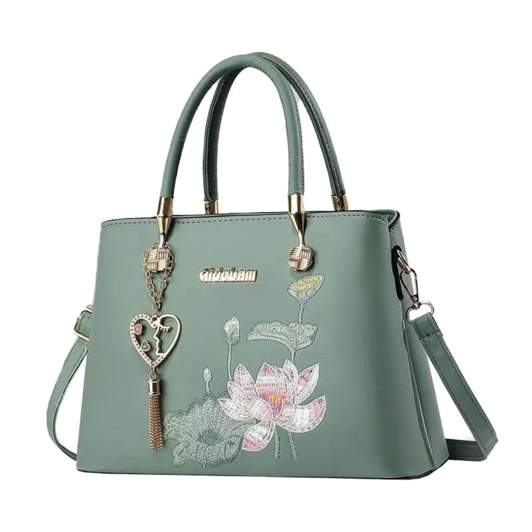 FLYMANN Womens Handbag with Top Handle | Crossbody Satchel bag with adjustable shoulder Strap | Embroidery Design | with Detachable Cute Pendant (Green) (B0DBJ4HLSN) Amazon Price History, Amazon Price Tracker