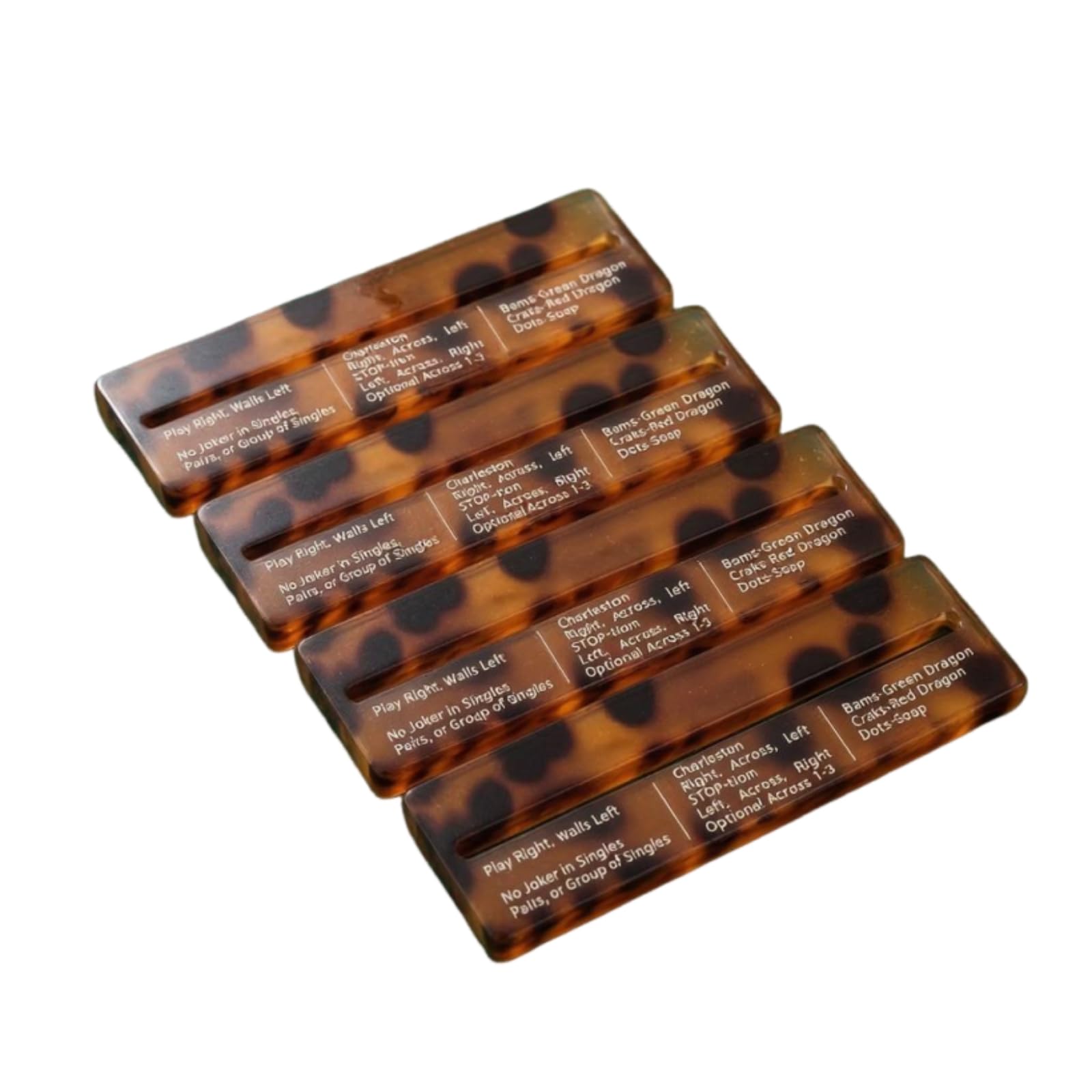 4 Pieces Tortoiseshell Finish Mahjong Rule Strip Viewing Slot Mahjong Reference Ruler Rounded Corners Acrylic Rule Strip Rectangular, Tortoiseshell-image-5