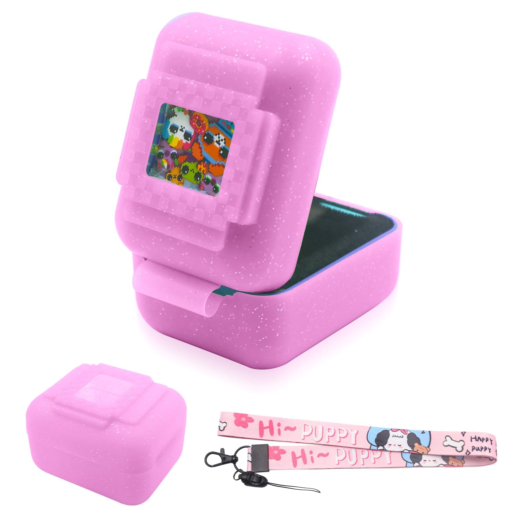 Silicone Cover Case for Bitzee Interactive Toy Digital Pet, Silicone Protective Cover for Virtual Electronic Pets, Digital Pet Accessories for Bitzee with Lanyard, Pink (Case Only)-image-48