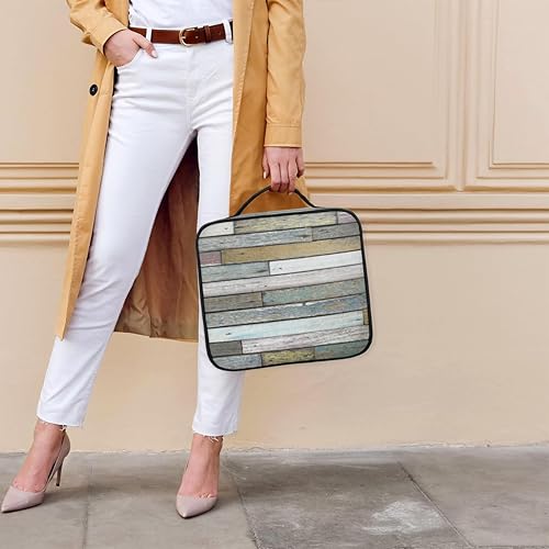 Miniatura 5 de Bolsa de maquillaje de viaje para mujer, grande, cuadrada, portátil, profesional, de tren de coqueta, estuche de cosméticos con asa de impresión de