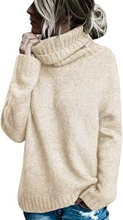FISACE Women's Oversized Turtleneck Cable Knit Sweater - Chunky Long Sleeve Pullover Top for Fall Winter
