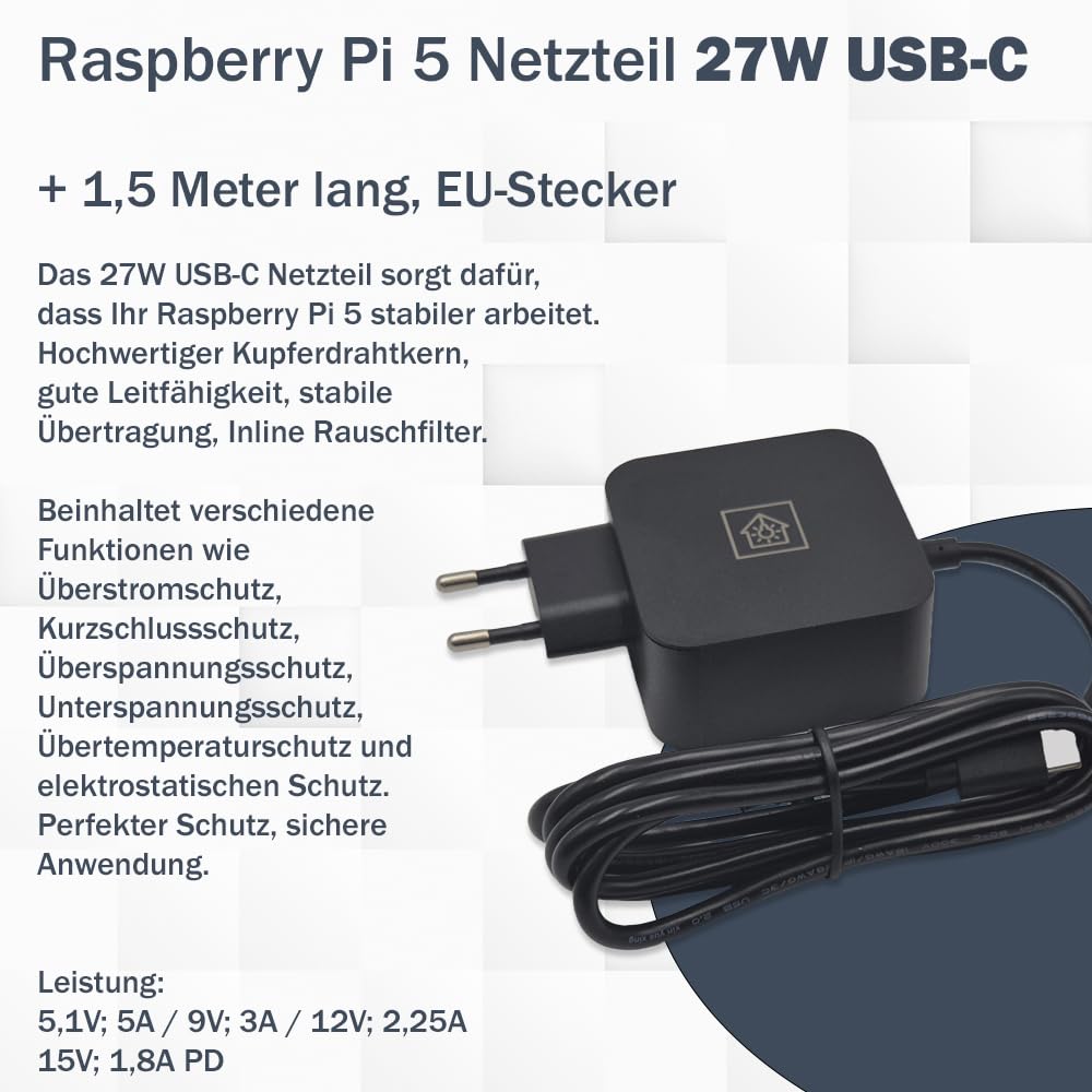 Raspberry Pi 5 8 GB Starter Kit | 128 GB Ultra Edition | Alimentatore da 45 W | Alloggiamento ufficiale con ventola | Cavo Micro HDMI 4K 1 m | Dissipatore di calore in alluminio