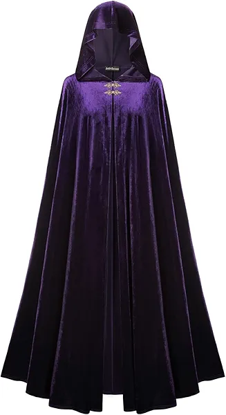Scarlet Darkness Renaissance Velvet Hooded Cape Medieval Witch Cloak Hobbit Costume for Women Men