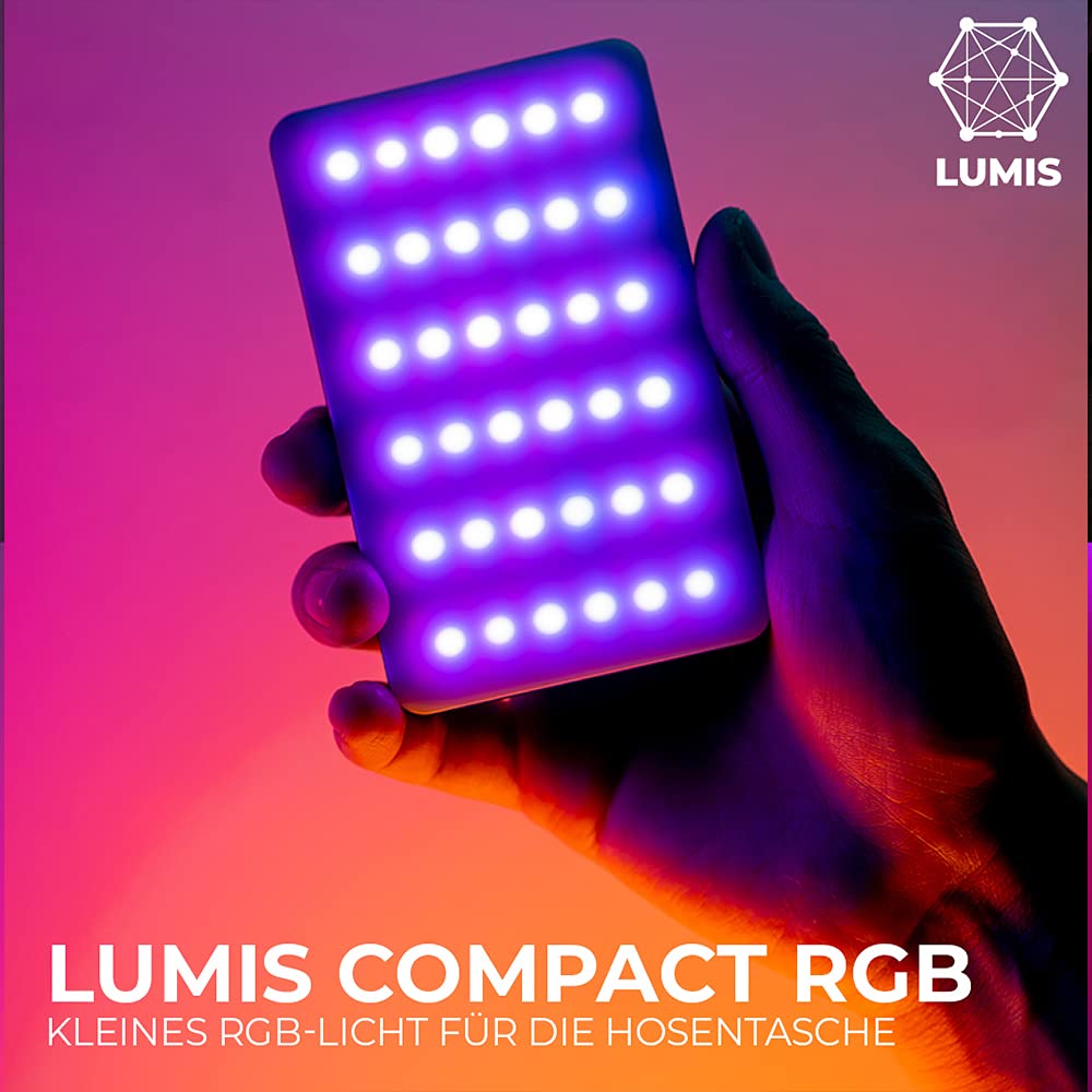 Rollei Lumis Compact RGB, schwarz & Profi 5 in 1 Faltreflektor 80 cm - Runder Faltreflektor mit verschiedenen Bezügen (Diffusor und Silberner-, Goldener-, Weißer- und Schwarzer Reflektor)