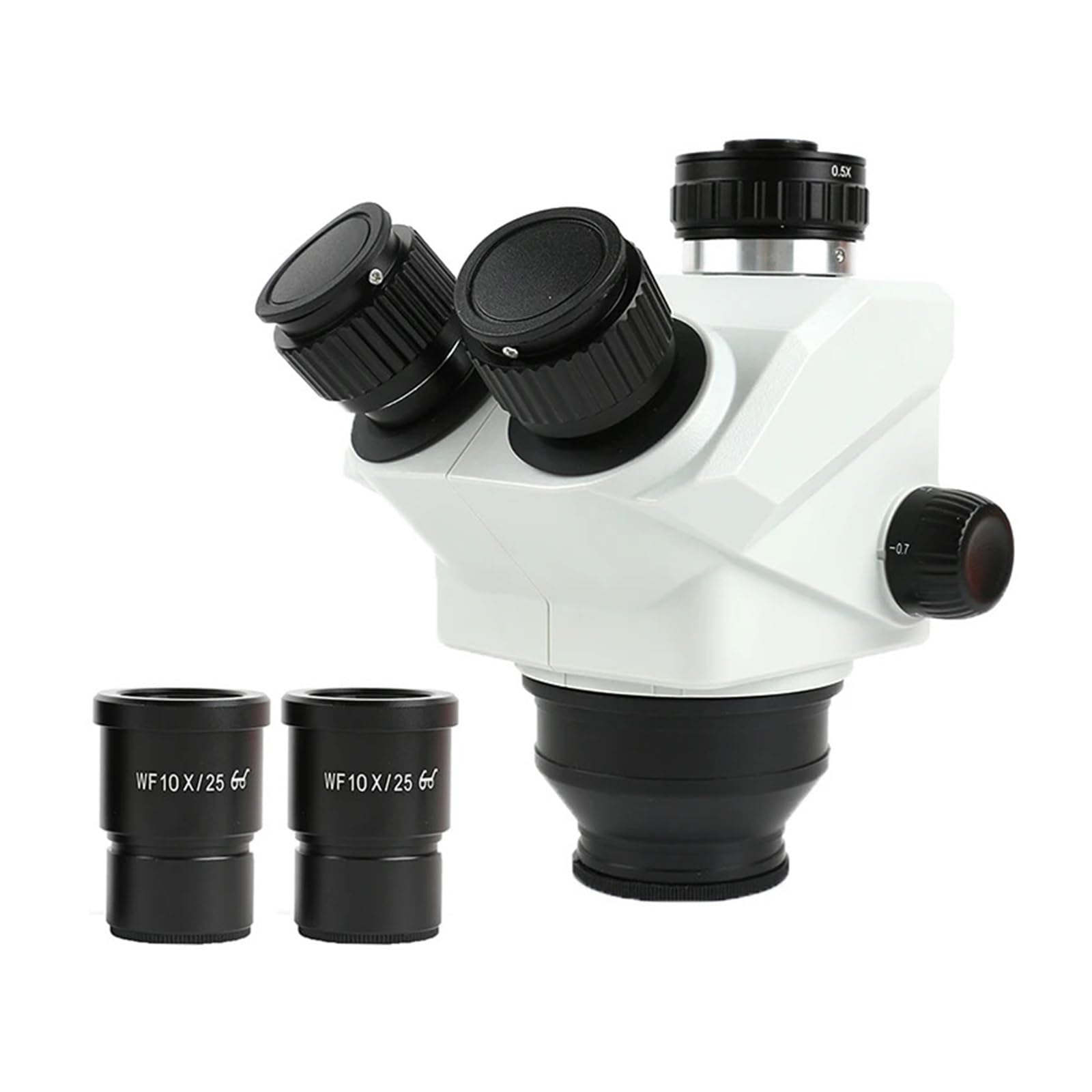 Testa microscopio stereo trinoculare 7X-50X con oculari WF10X/25MM
