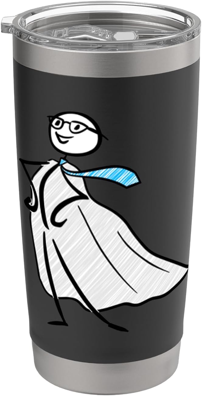 Businessman Stickman Superhero Stick Figure Tie Cape Funny Stainless Steel Insulated Tumbler