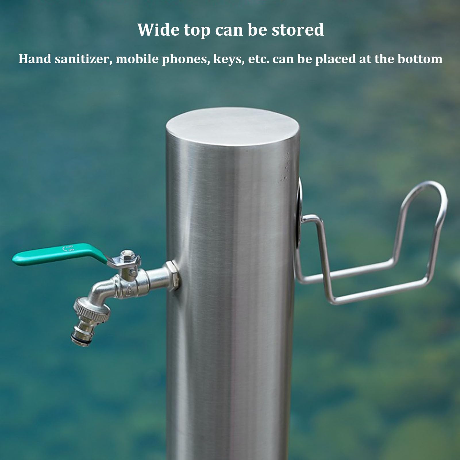 Colonna d'acqua verticale in acciaio inox con rubinetto, supporto per tubo da giardino autoportante per fontana decorativa per esterni, perfetto per terrazze e giardini