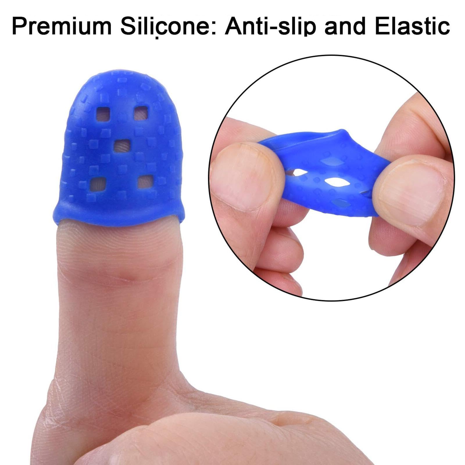 16 Pcs Finger Tips 4 Sizes Silicone Finger Thimbles, Finger Protector Pads Cover Fingertip Grips for Sewing Knitting - Image 4