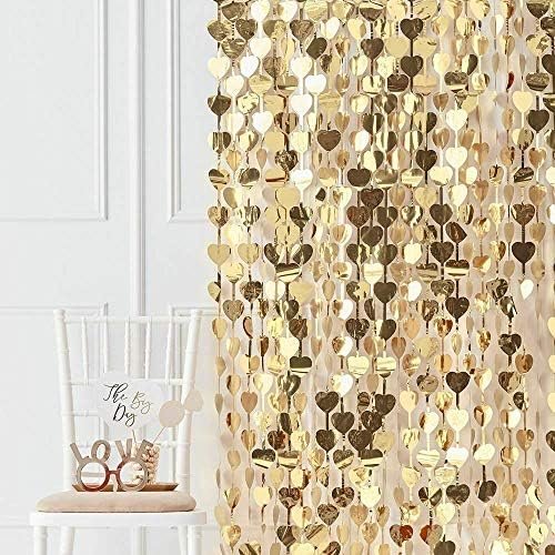 Ginger Ray Gold Foiled Heart Backdrop Wedding Party Decoration Photobooth