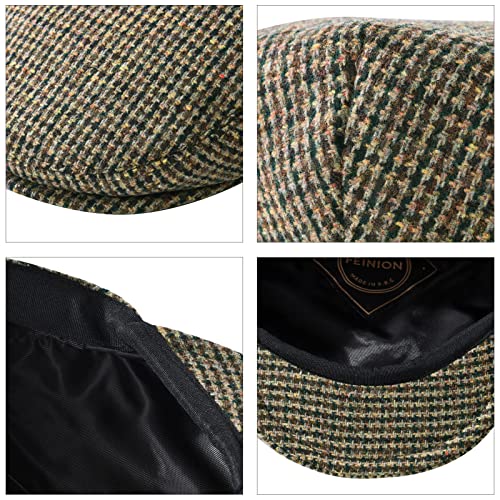Image of FEINION Men's Wool Tweed Newsboy Ivy Cap Gatsby Golf Flat Hat